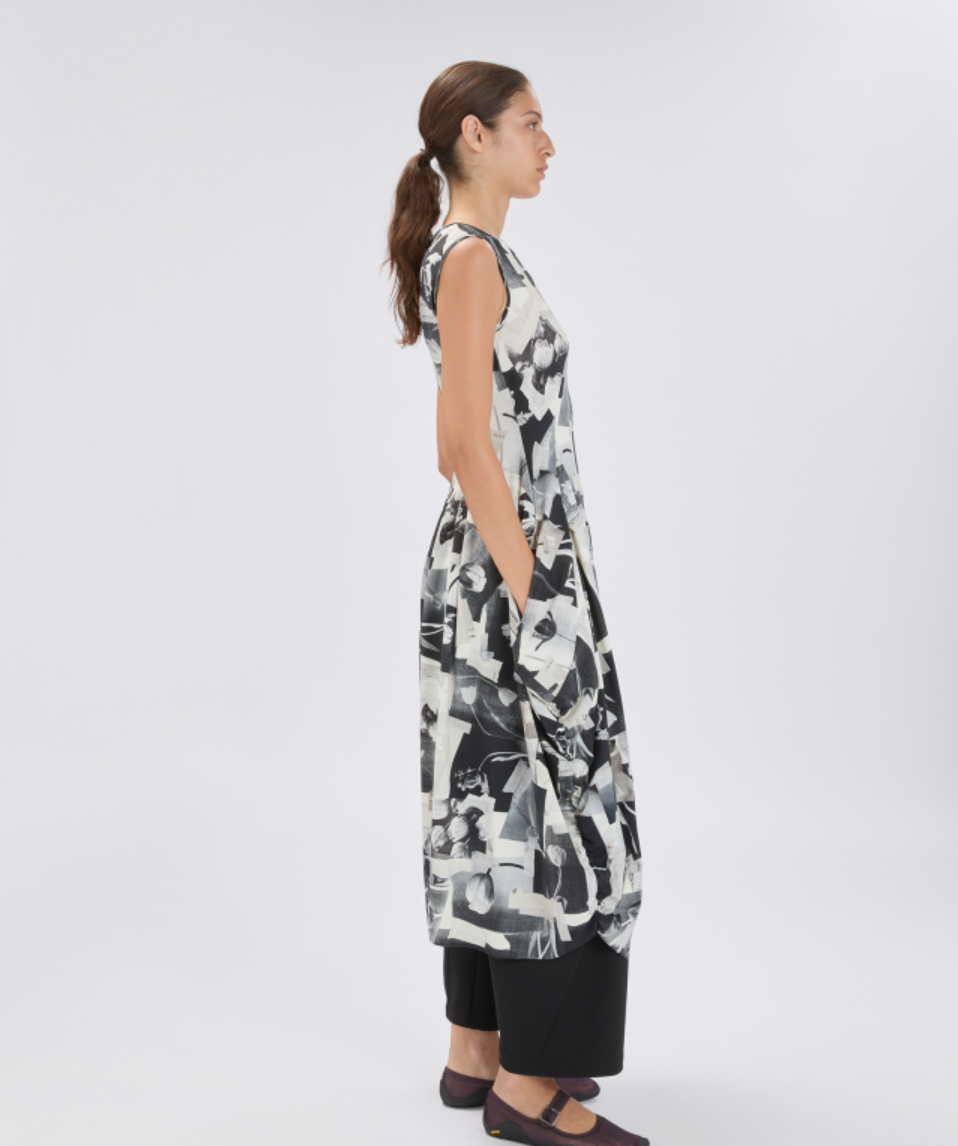 At Length  Dress White + Black Print