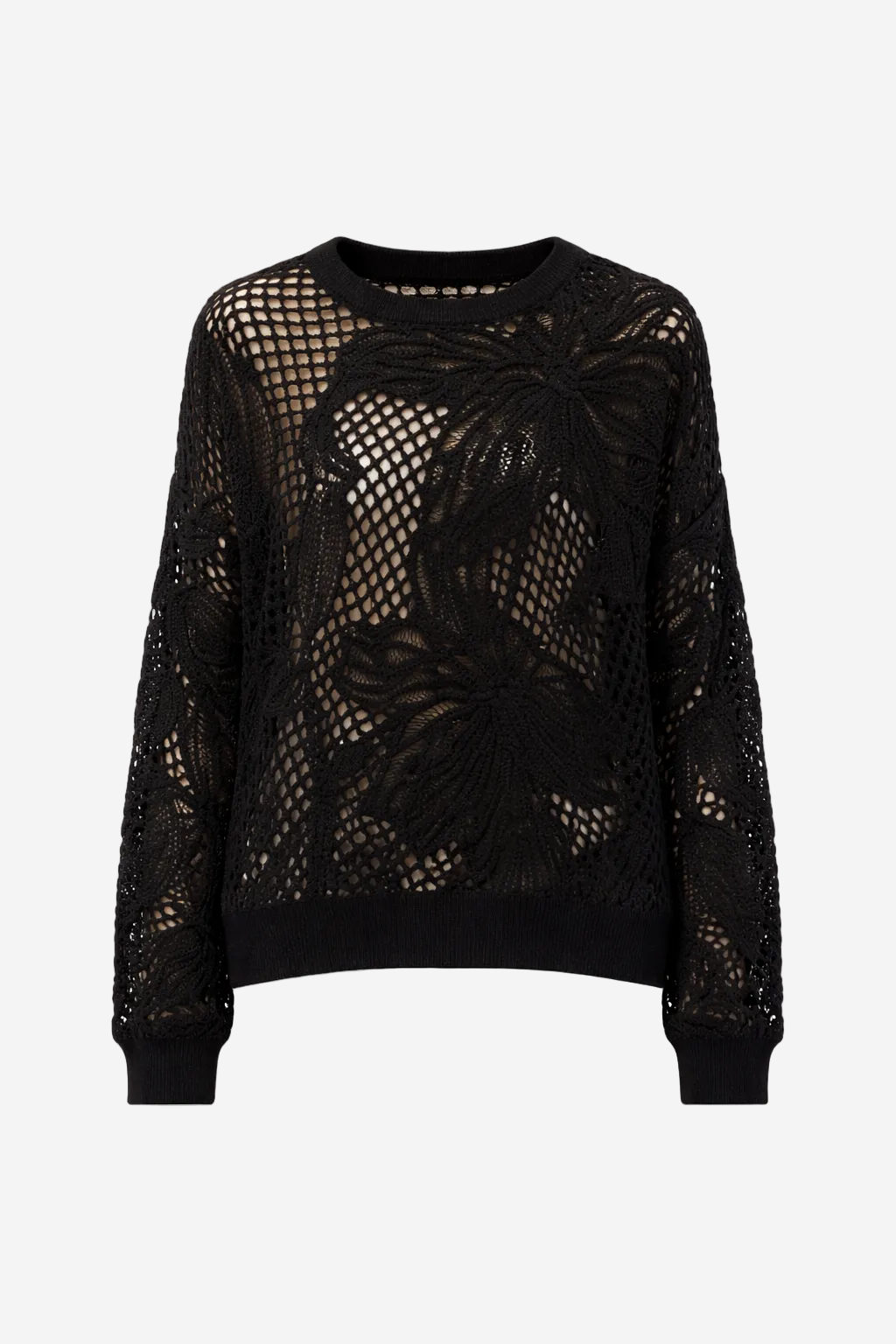 Black lace top on a white background