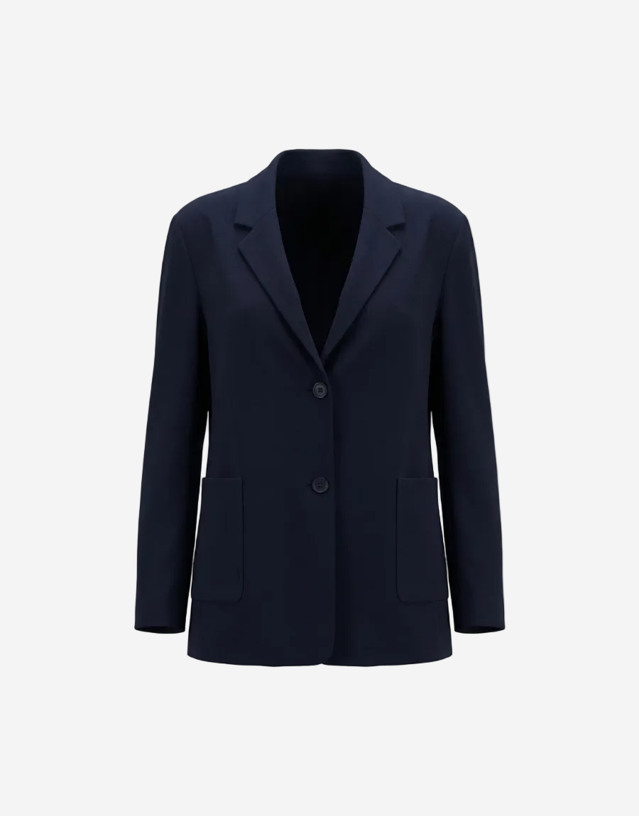 Navy blue blazer on a white background