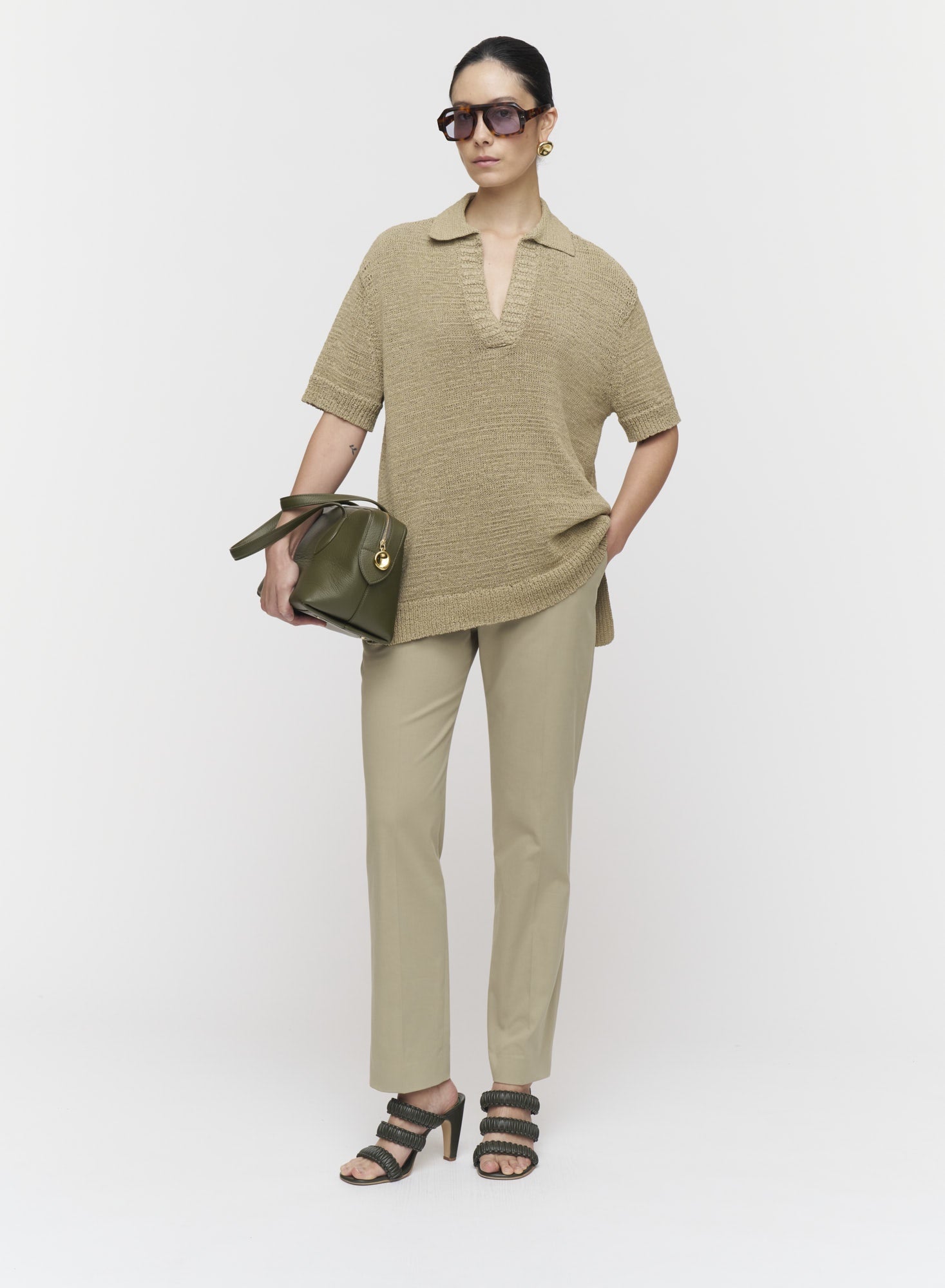 New Coleman Light Cotton Stretch Trousers Cactus