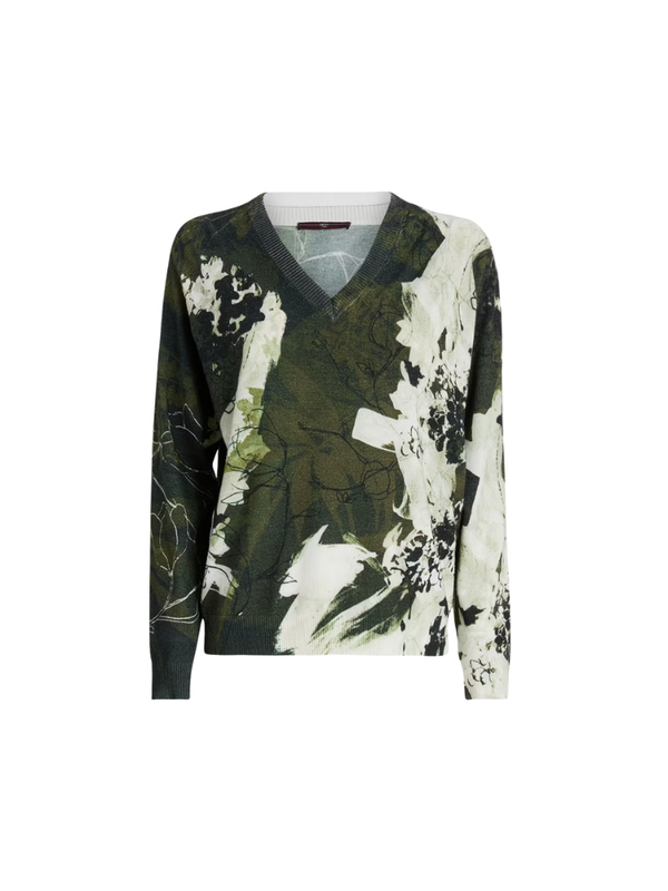 Amuse V-Neck Sweater Khaki Print