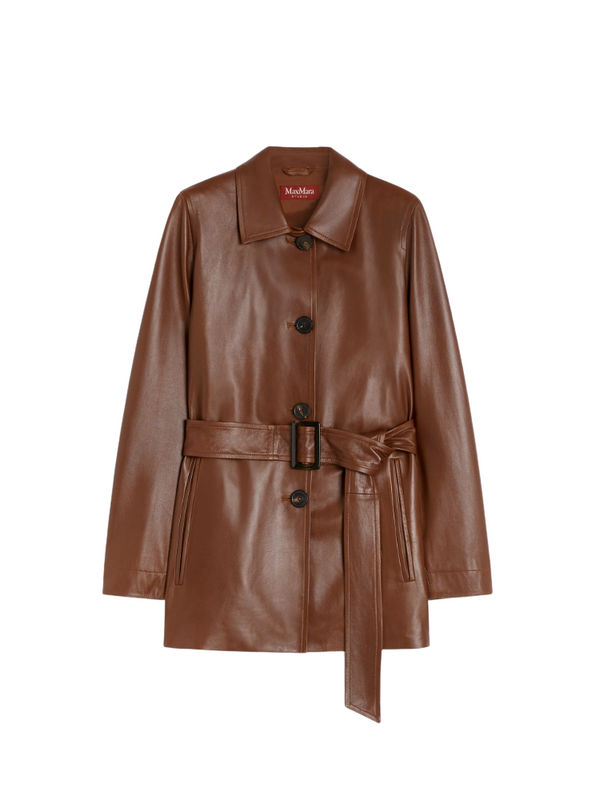 Belted Nappa Leather Jacket