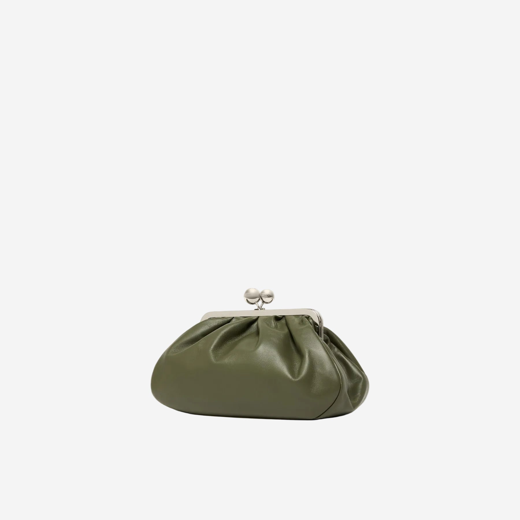Green clutch bag on a white background