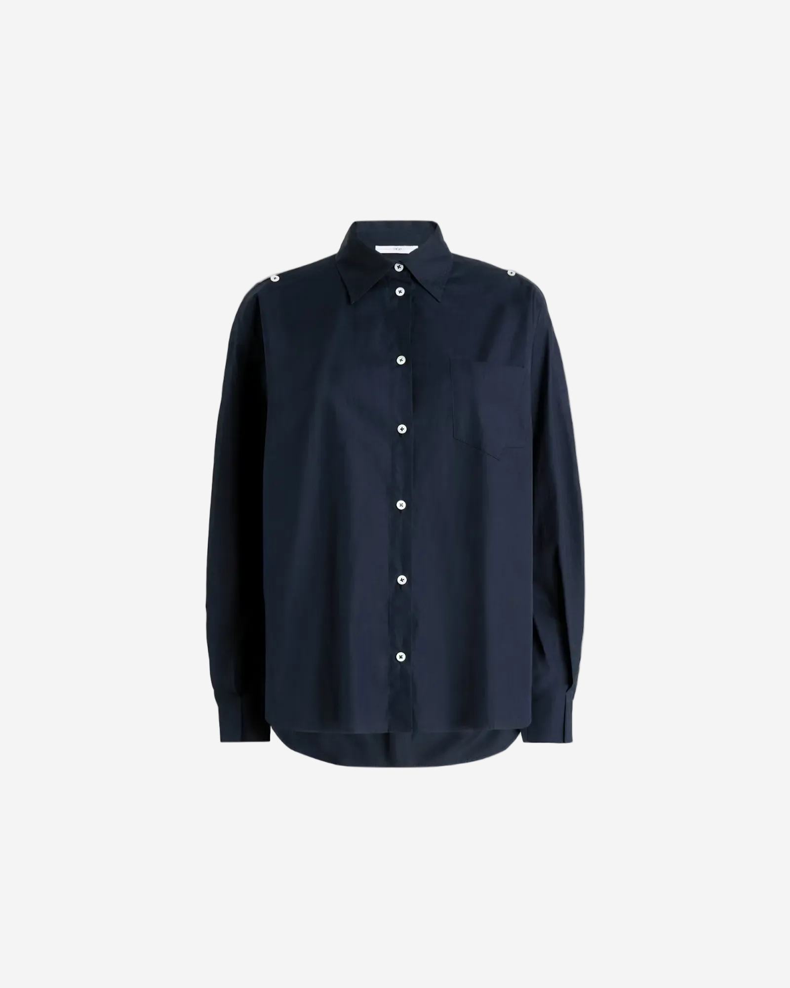 Navy blue shirt on a white background