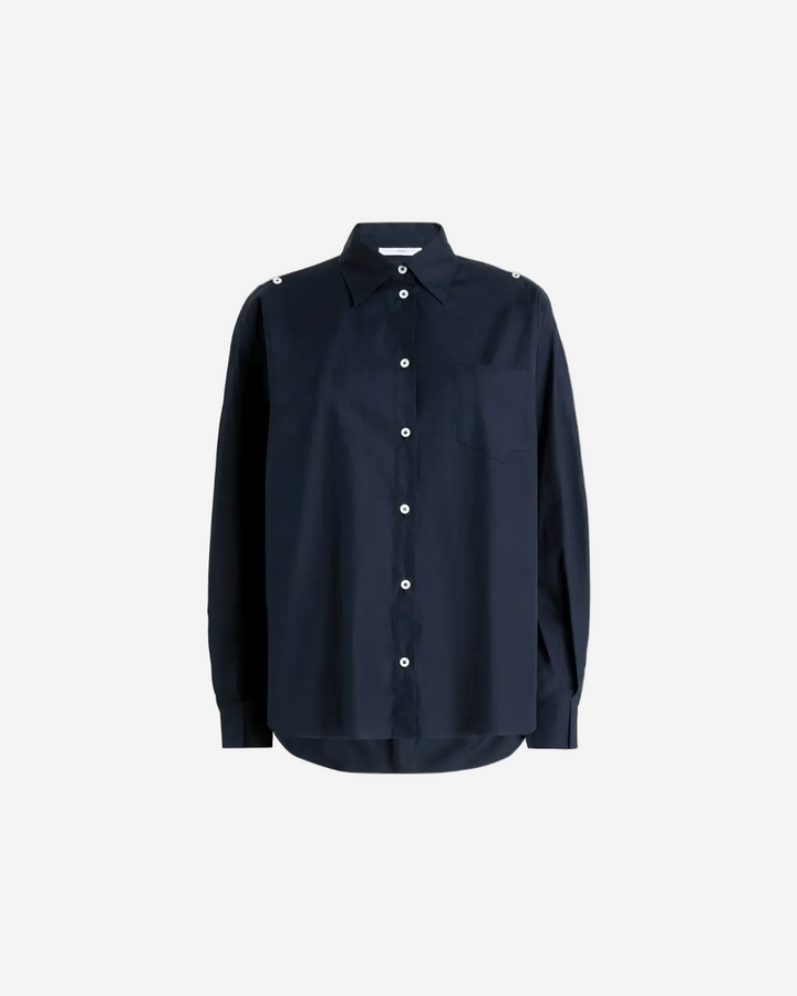 Navy blue shirt on a white background