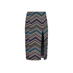 Fitted Skirt in Chevron Lame Wool Blend Multi