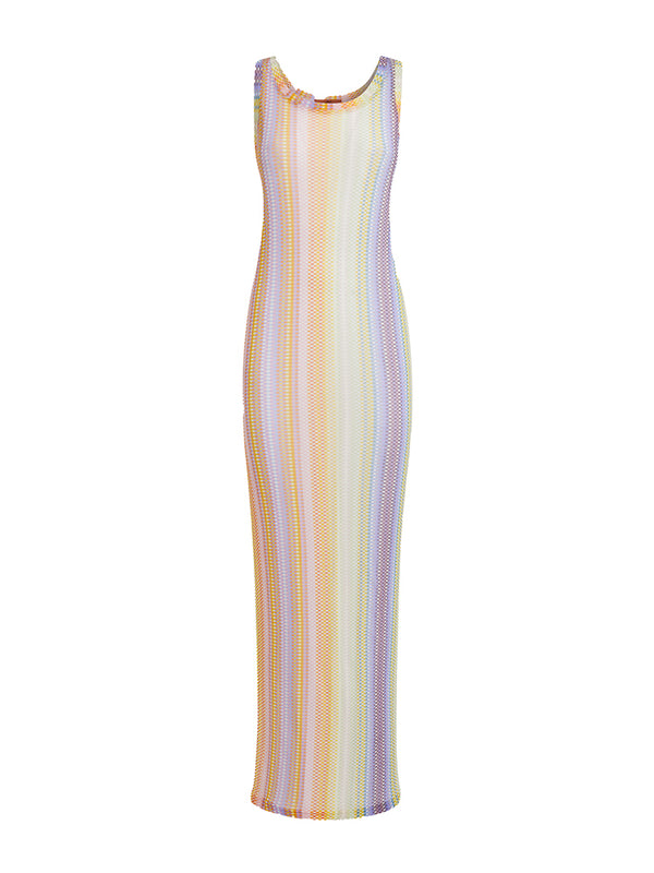 Ombre Long Sleeveless Dress in Pastel