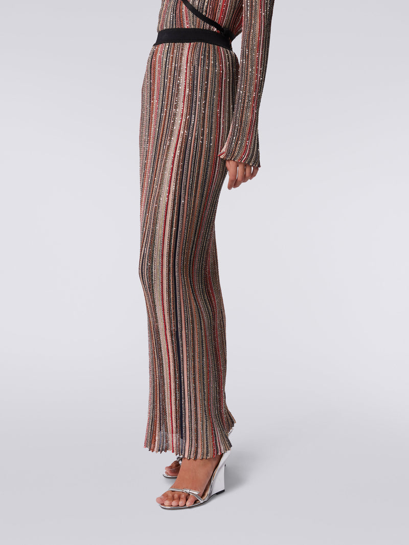 Long Stripe Sequin Skirt in Multi