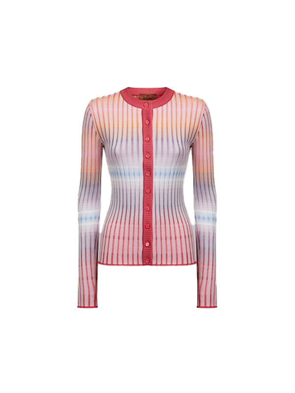 Ombre Knit Cardigan in Pink Multicolour