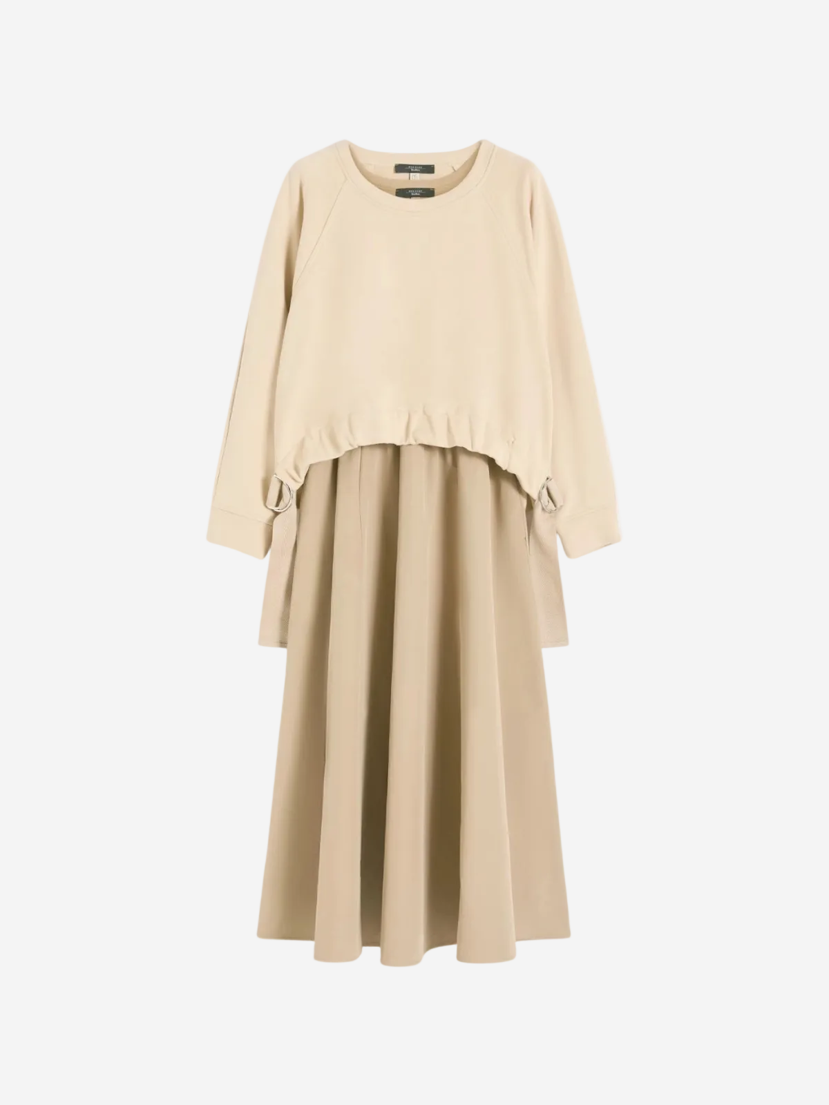Beige dress with long sleeves on a white background