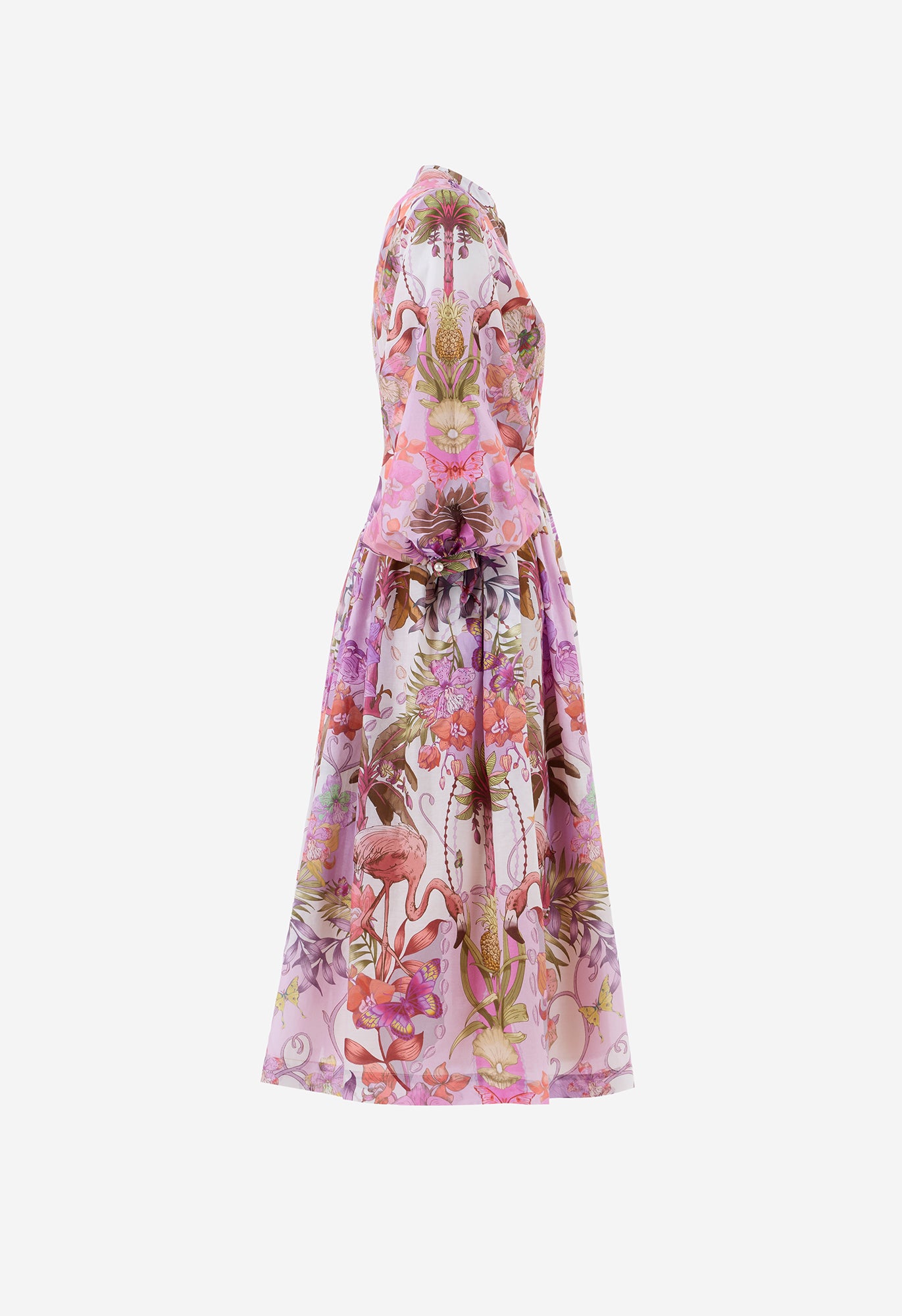 Floral dress with a hood on a white background
