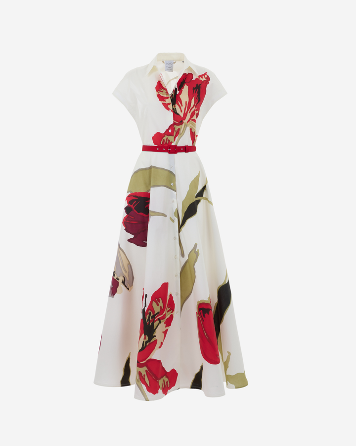 Floral patterned dress on a white background