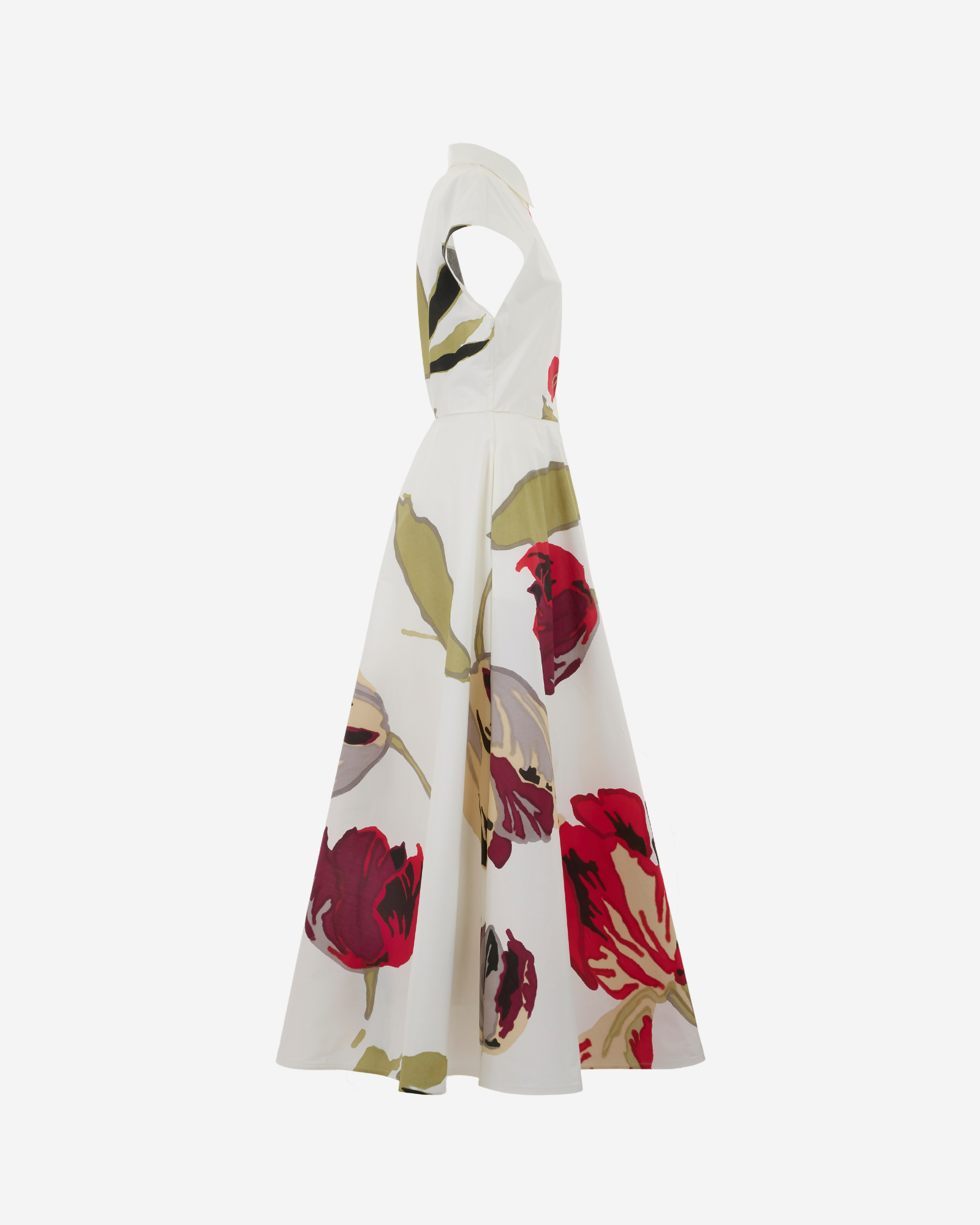 White dress with floral pattern on a white background
