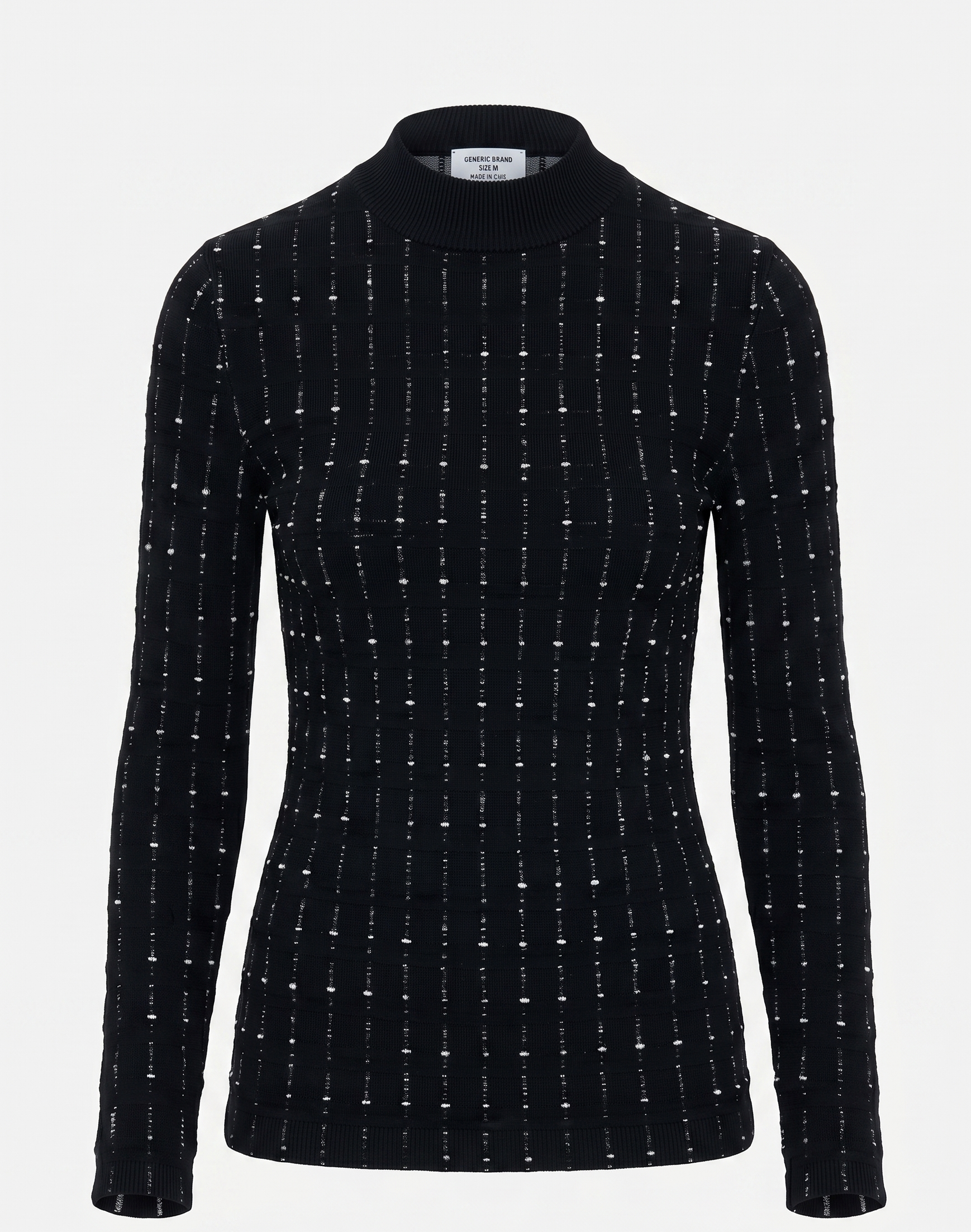 Fragmented Stripes Mock Neck Top