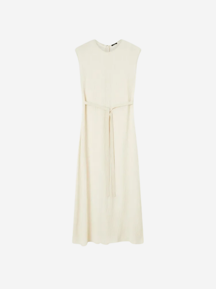 White sleeveless dress on a white background
