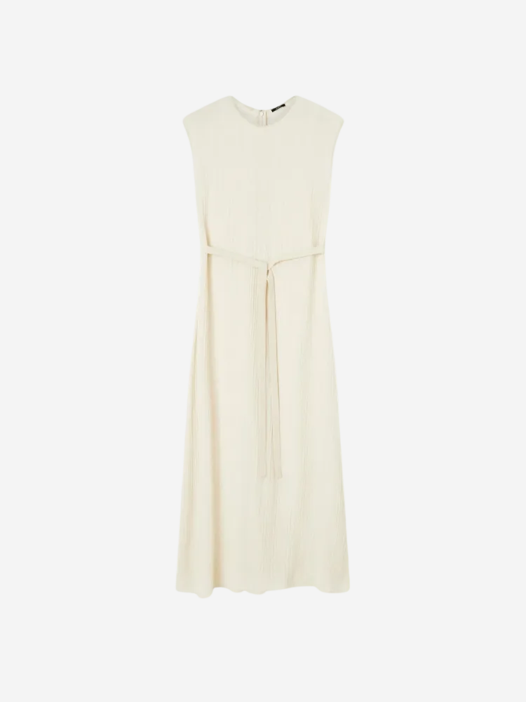 White sleeveless dress on a white background