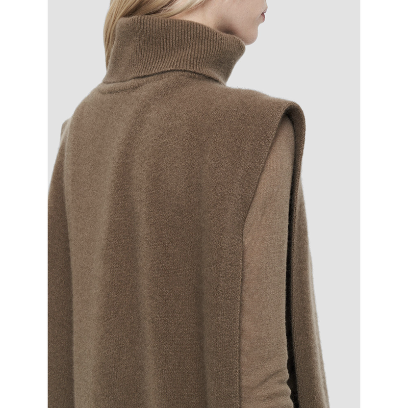 Brushed Cashmere Open Vest in Hickory