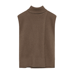 Brushed Cashmere Open Vest in Hickory