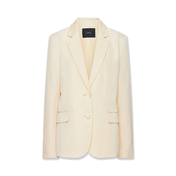 Cotton Silk Belmore Jacket in Cream