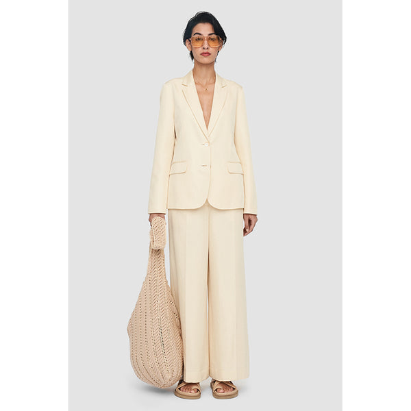 Cotton Silk Belmore Jacket in Cream