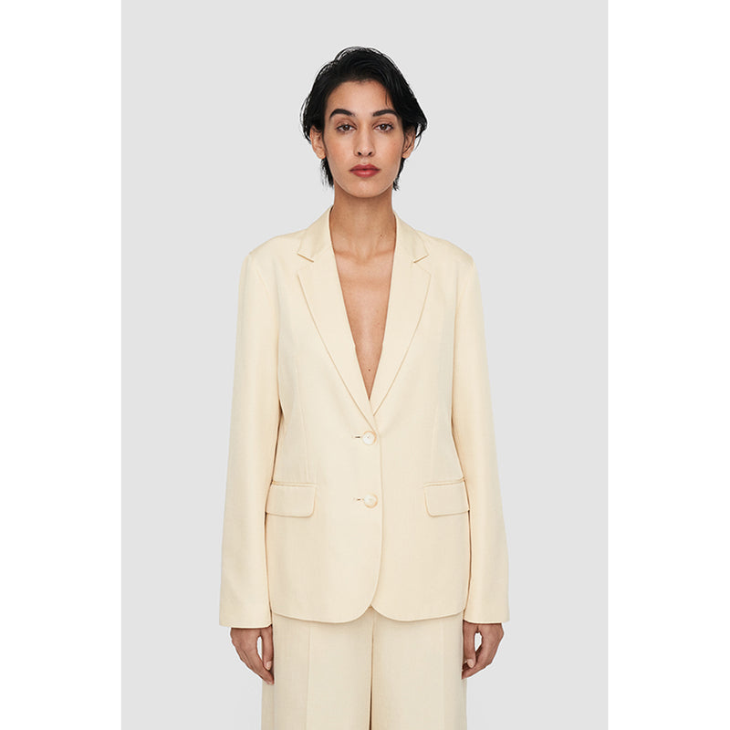 Cotton Silk Belmore Jacket in Cream