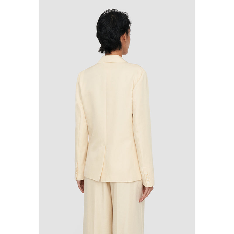 Cotton Silk Belmore Jacket in Cream