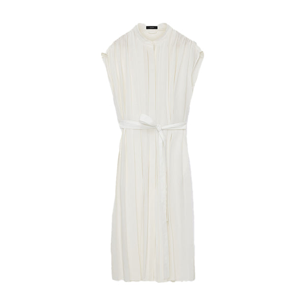 Airy Plissé Davidge Dress in White