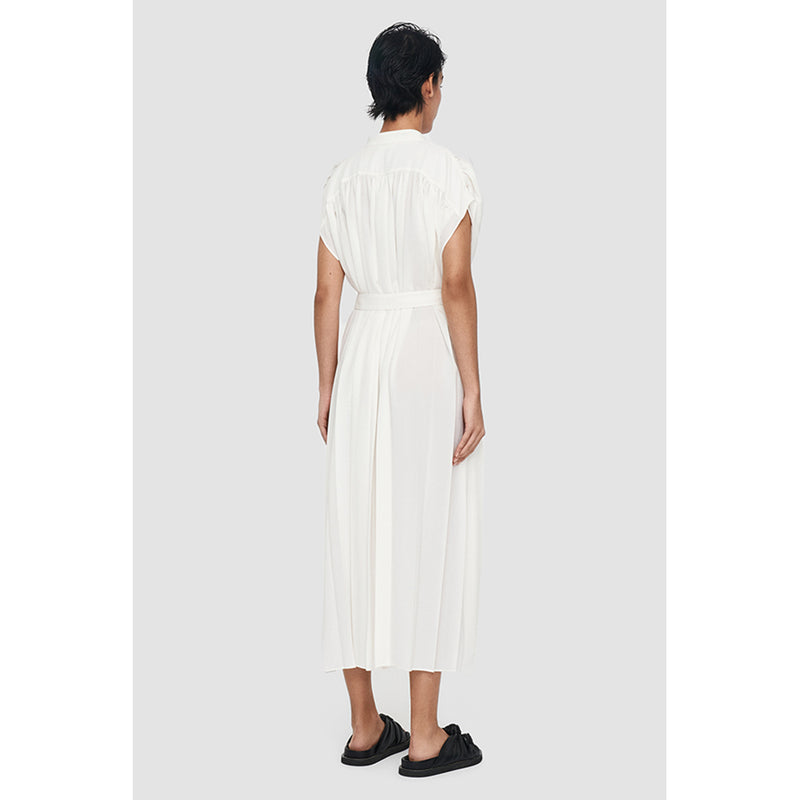 Airy Plissé Davidge Dress in White