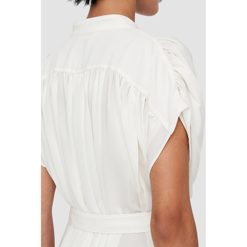 Airy Plissé Davidge Dress in White