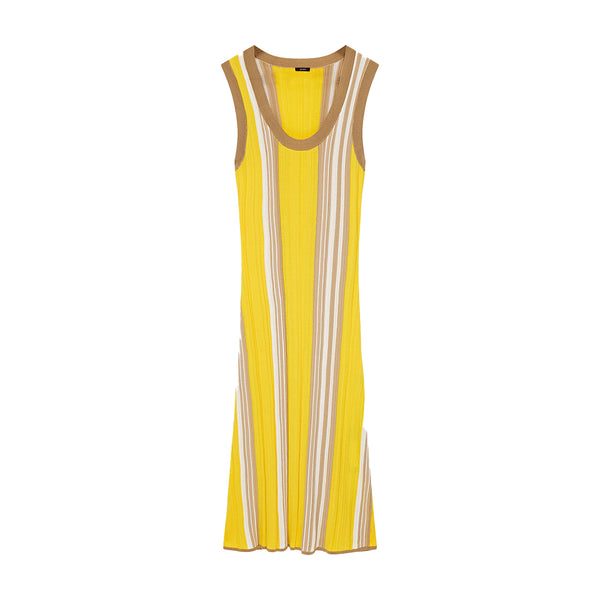 Colour Block Rib Dress in Yellow