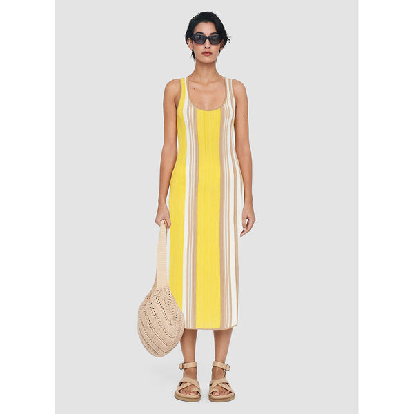 Colour Block Rib Dress in Yellow