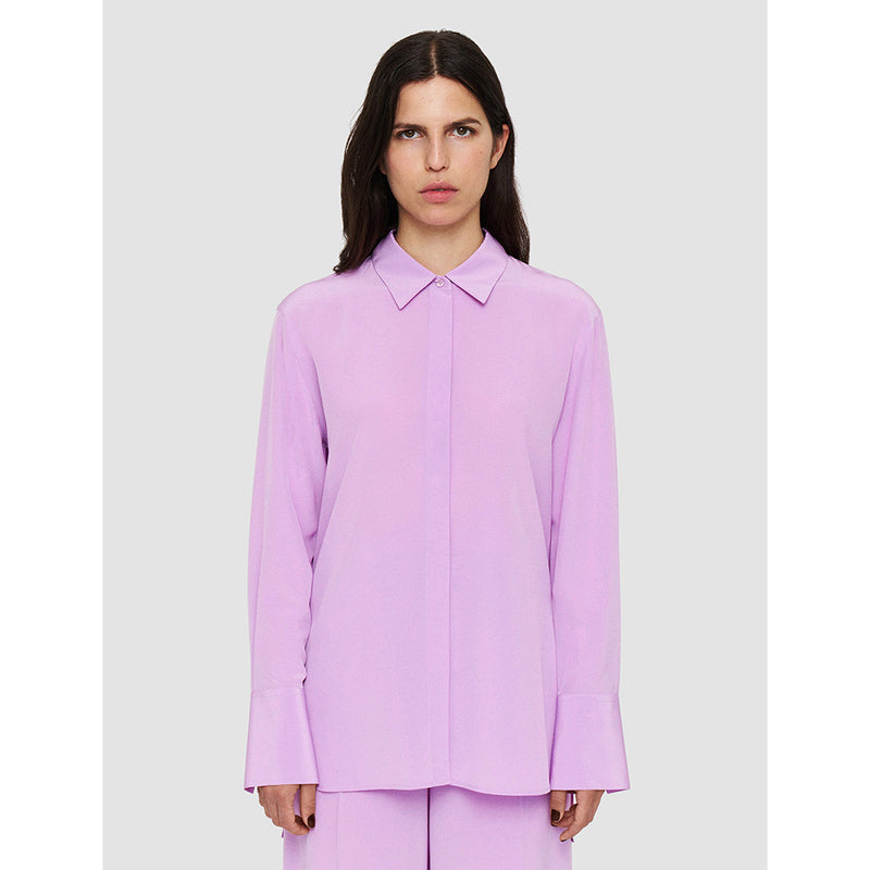 Silk Crepe de Chine Bold Blouse in Pink