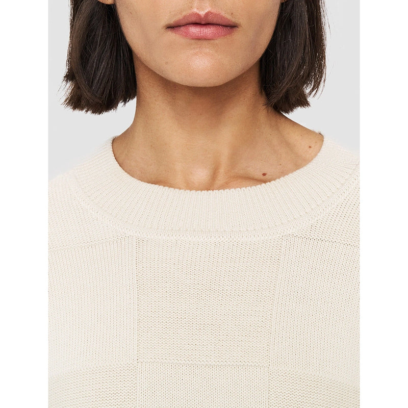 Textured Vichy Crew Neck Sweater in Papyrus