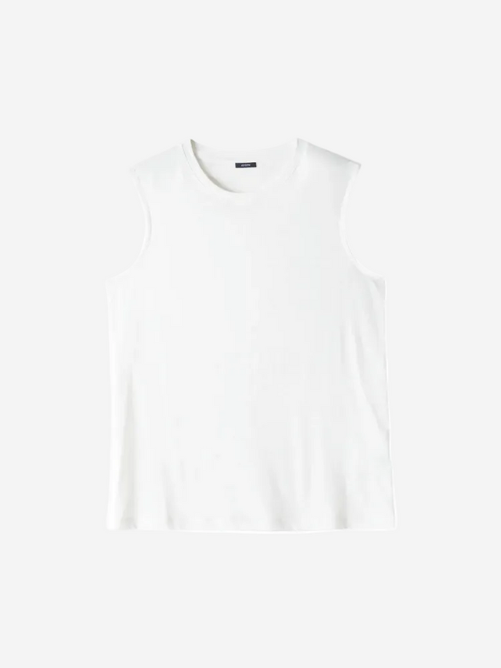 White sleeveless top on a white background