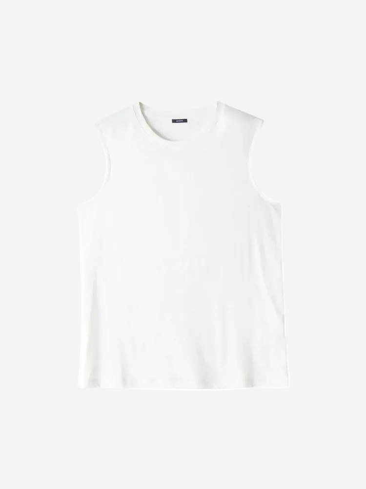 White sleeveless top on a white background