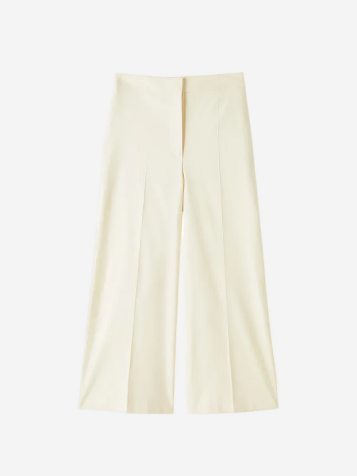 White wide-leg pants on a white background