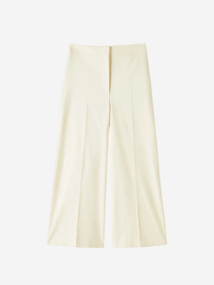 White wide-leg pants on a white background