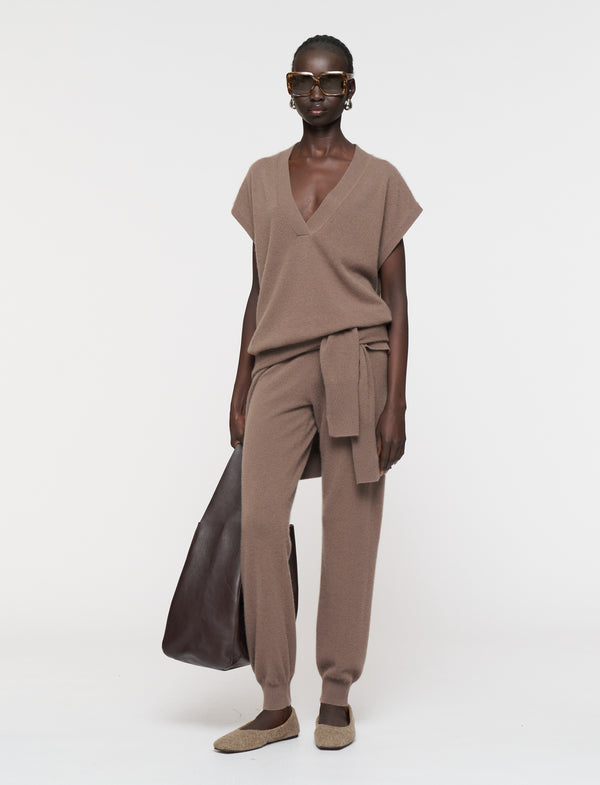 V-neck Cashmere Vest Mushroom