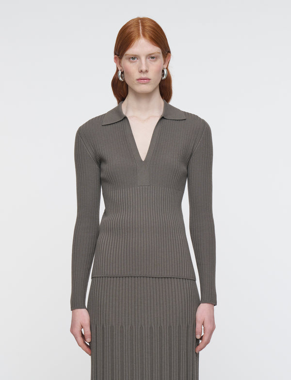 Polo-Merinos Rib Knit Top