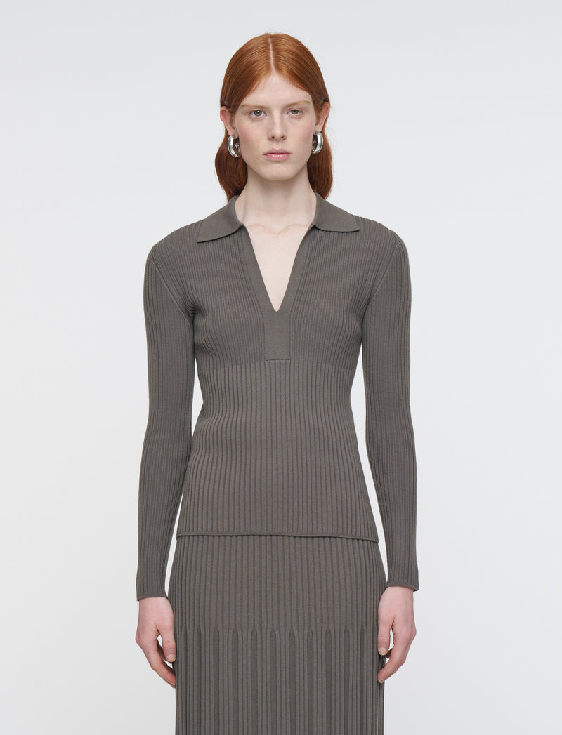 Polo-Merinos Rib Knit Top