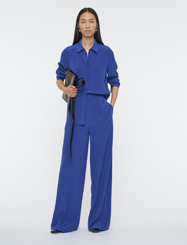 Hulin Crepe De Soie Pant Cobalt