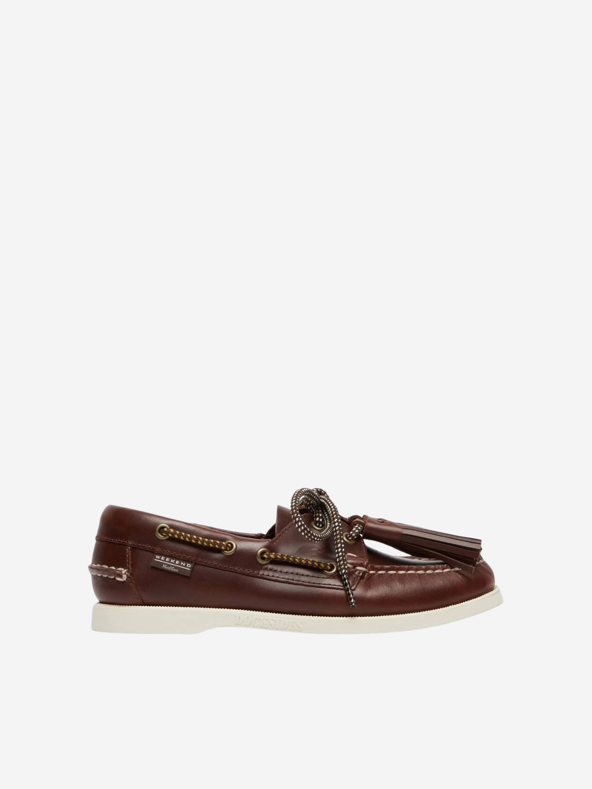 Brown suede loafer shoe on a white background