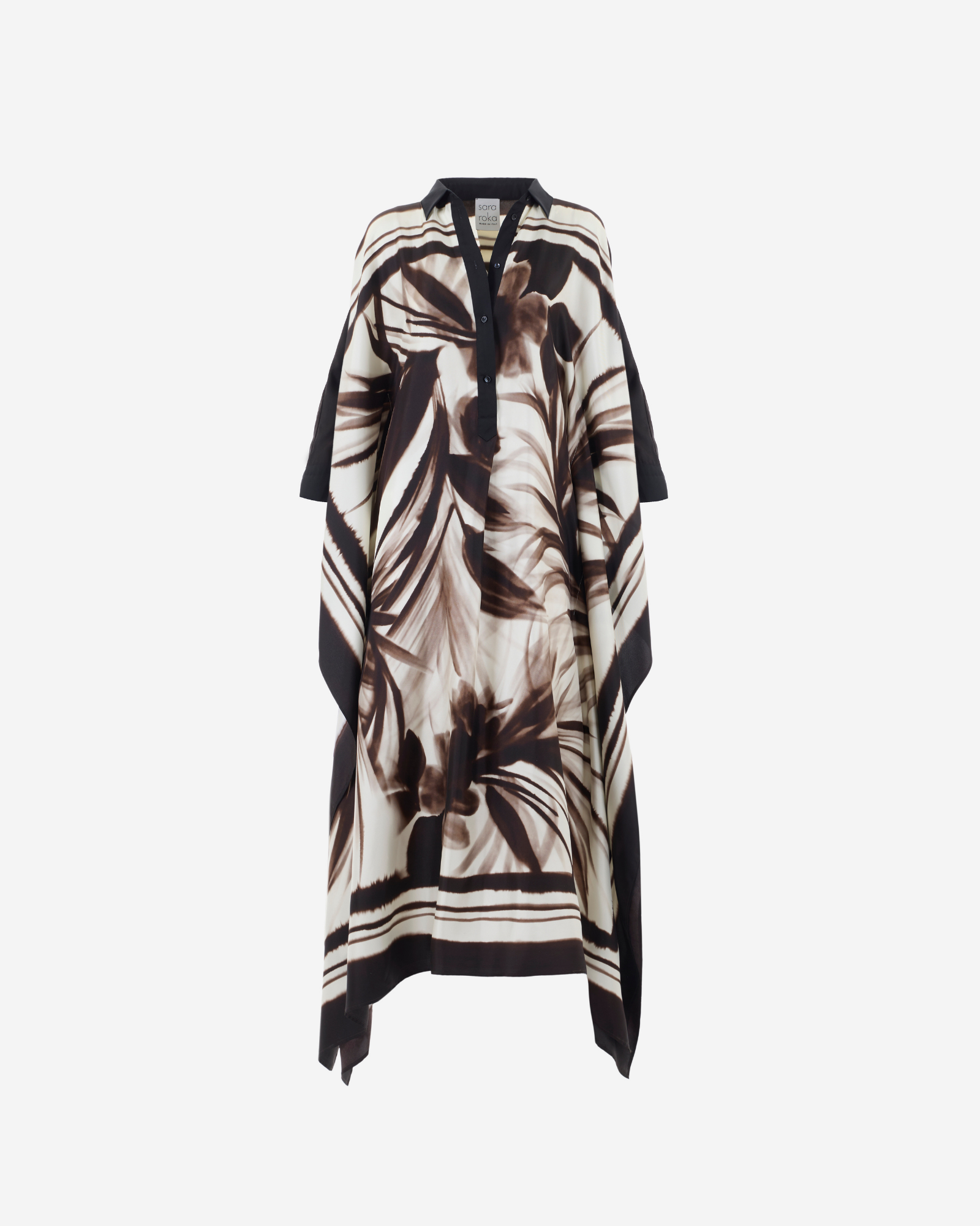 Patterned kimono-style garment on a white background
