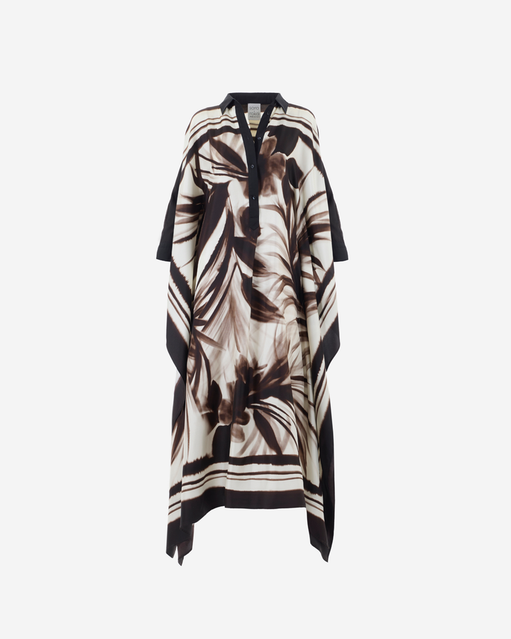 Patterned kimono-style garment on a white background