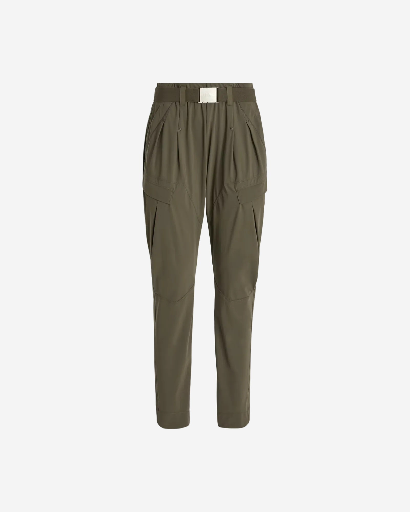 Green cargo pants on a white background