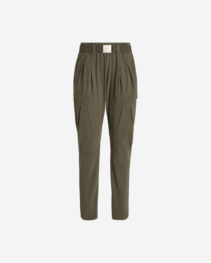 Green cargo pants on a white background