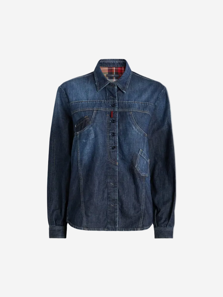 Blue denim jacket on a white background
