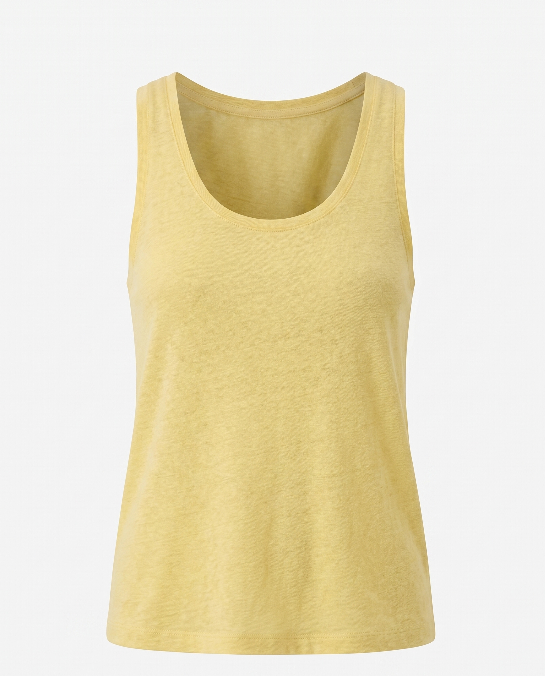 Linen Round Neck Tank Top YELLOW