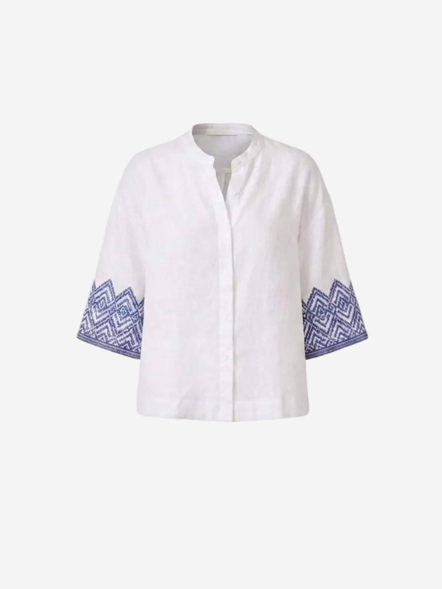 Linen Short Sleeve Women Shirt White