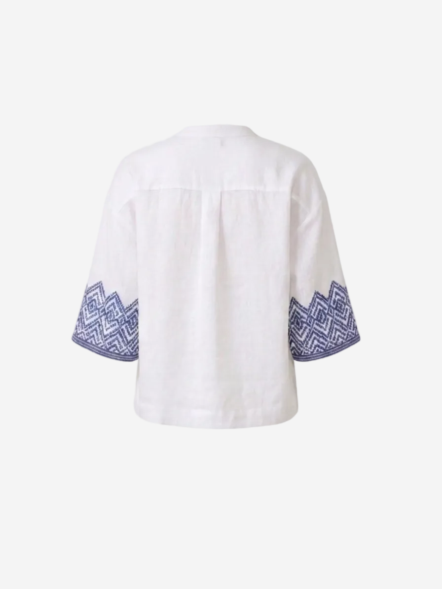 Linen Short Sleeve Women Shirt White